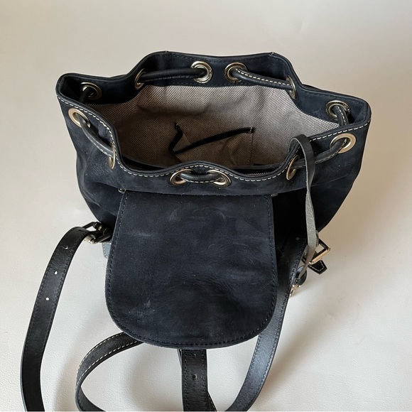 Dooney & Bourke Vintage Backpack Purse Black Suede Leather - Picture 11 of 14